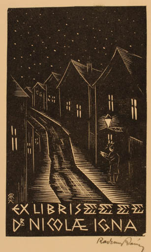 Exlibris by Carel Roman from Hungary for Dr. Igna Nicolae - City 