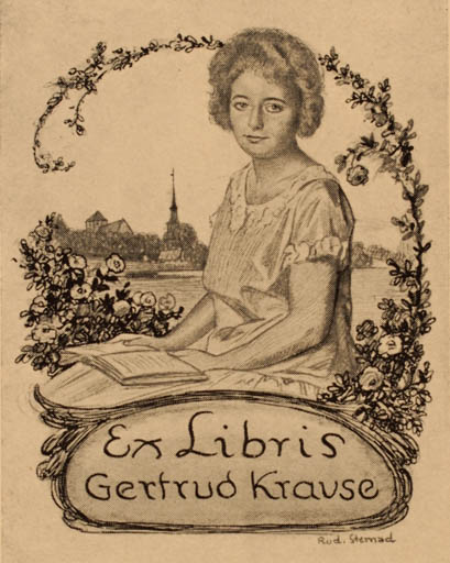Exlibris by Rud. Stemad from Unknown for Gertrud Krause - Woman 