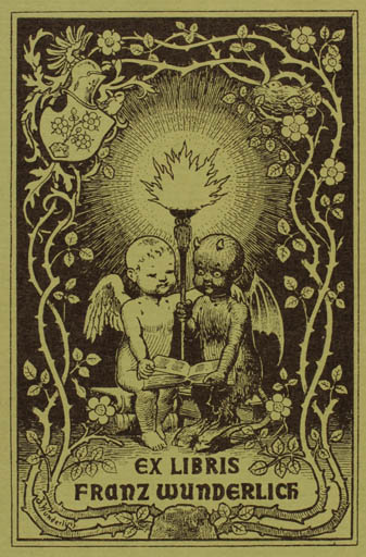 Exlibris by Joh. Wunderlich from Germany for Franz Wunderlich - Devil Angel Jugend 