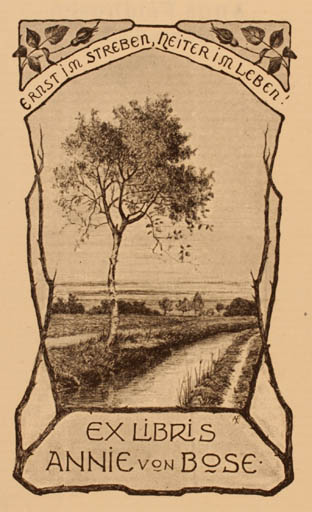 Exlibris by Anna Feldthausen from Germany for Annie von Bose - Jugend Scenery/Landscape 