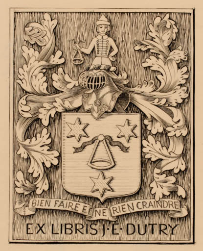 Exlibris by ? Unbekannt from Unknown for J. E. Dutry - Heraldry 