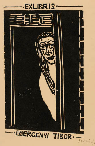 Exlibris by Zoltan Perei from Hungary for Dr. Tibor Ebergènyi - Woman 