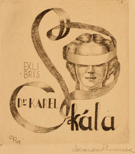 Exlibris by Eduarda Przeorska from Unknown for Dr. Karel Skala - Woman 