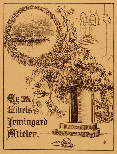 Exlibris by ? Unbekannt from Unknown for Irmingard Stieler - Flower Flora 