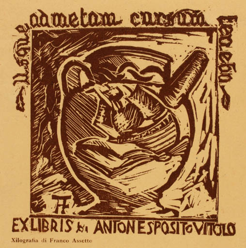 Exlibris by Franco Assetto from Italy for Anon Esposito Vitolo - 