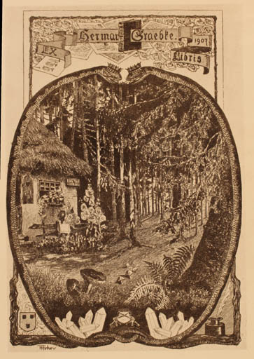 Exlibris by Helma Fischer-Oels from Germany for Hermann Graebke - Forest 