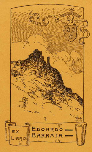Exlibris by A. Grosso from Italy for Edoardo Barraja - Mountain Ruin 