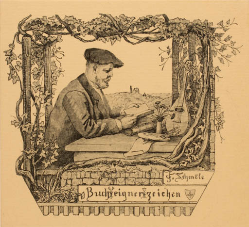 Exlibris by M. Schmöle from Unknown for F. Schmöle - Man 