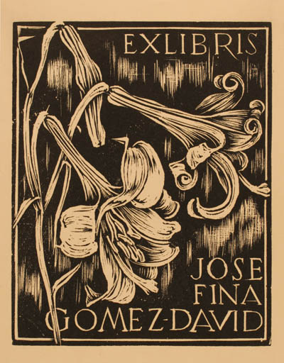 Exlibris by Hans Schulze from Germany for Josefina + David Gomez - Flower 