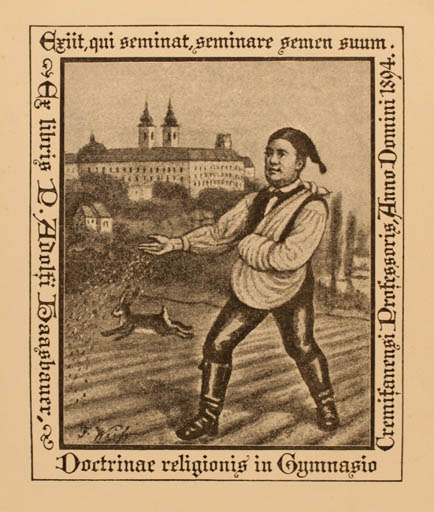 Exlibris by Ferdinand Weiss from Germany for P. Adolf Haasbauer - Working 