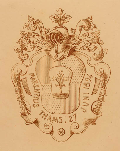 Exlibris by M. Lorbonnois from Unknown for Marentius Thams - Heraldry 