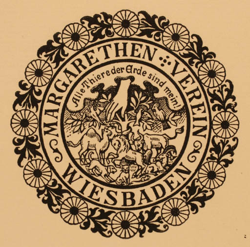 Exlibris by ? Unbekannt from Unknown for ? Margarethen Verein Wiesbaden - Fauna Ornament Hand(s) 