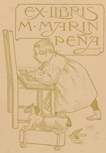 Exlibris by M. Marin Benzo from Unknown for M. Marin Pena - Child Book 