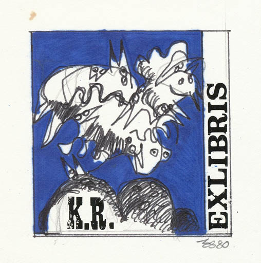 Exlibris by Erik Skjoldborg from Denmark for Klaus Rödel - Fauna 