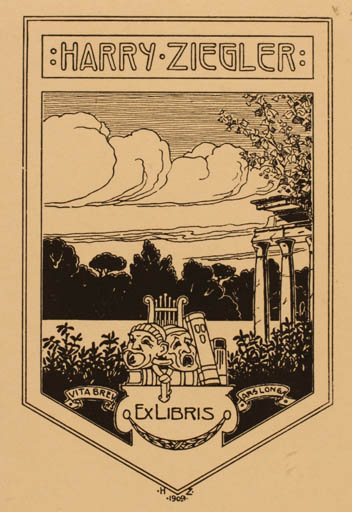 Exlibris by Heinrich Ziegler from Schwitzerland for Harry Ziegler - Jugend 