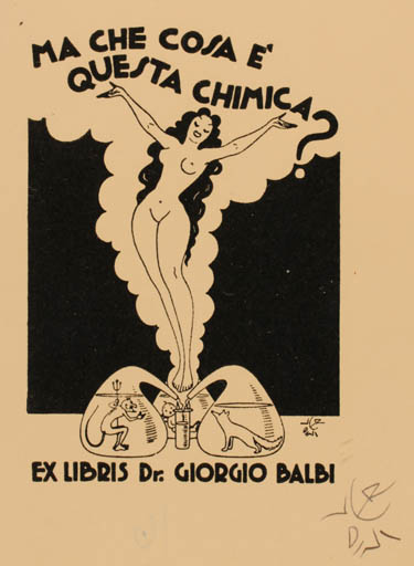 Exlibris by ? Unbekannt from Unknown for Dr. Giorgio Balbi - Pharmacy Woman Nude 