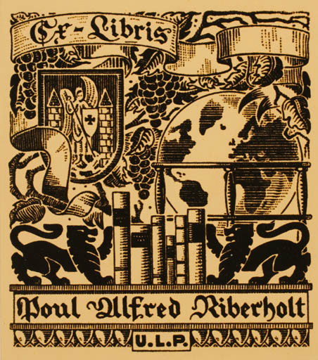 Exlibris by Knud Riberholt from Denmark for Poul Alfred Riberholt - Book Globe 