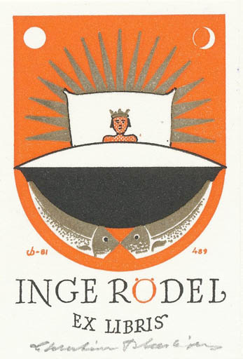 Exlibris by Christian Blæsbjerg from Denmark for Inge Rödel - Fairytale/fable 