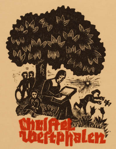 Exlibris by Fritz Richter from Germany for Christel Westphalen - Child Woman Tree 
