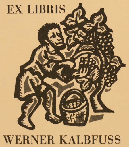 Exlibris by Marie Stecherova from Czech Republic for Werner Kalbfuss - Working Wine 