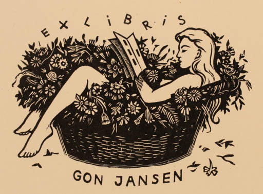 Exlibris by Frans Luyckx from Belgium for Gon Jansen - Flora Woman 