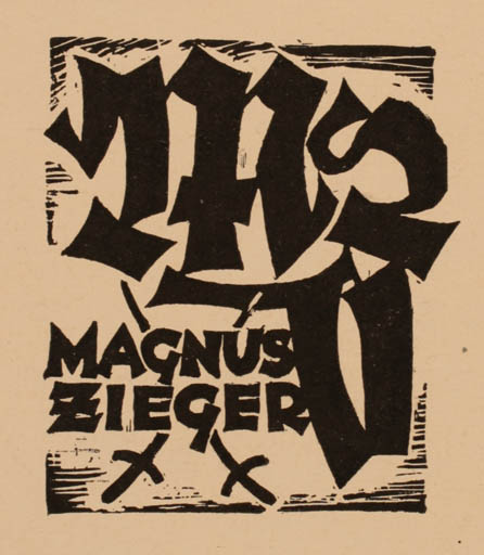 Exlibris by Rudolf Koch from Germany for Magnus Zieger - Text/Writing 